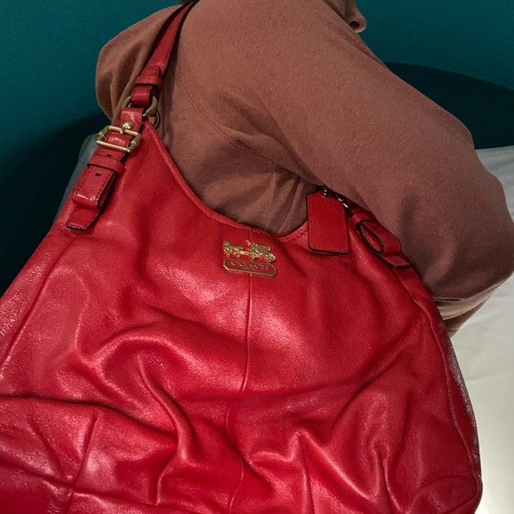 Red Coach Tote Purse - Picture 3 of 5